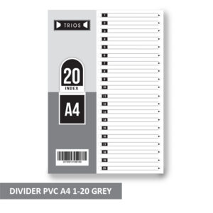 DIVIDER PVC A4 1-20 GREY TRIOS