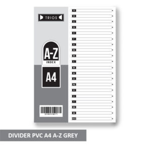 DIVIDER PVC A4 A-Z GREY TRIOS
